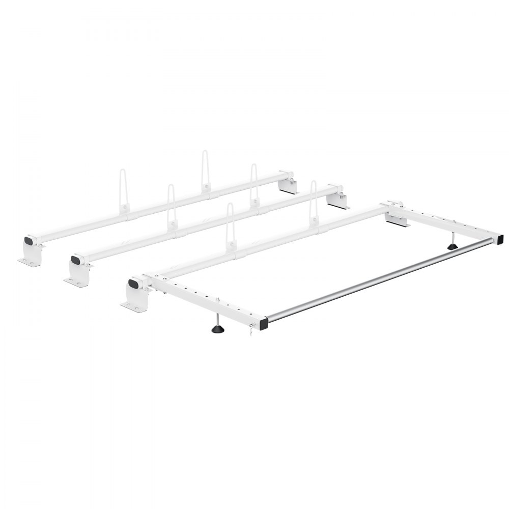 VEVOR Trailer Ladder Rack, 56" 3 Crossbars Ladder Roof Rack, Heavy-duty Steel Van Roof Ladder Rack, 90 kg Capacity Each Bar Van Ladder Rack with Cargo Roller, Fit for Ford Transit Custom 2013-2024