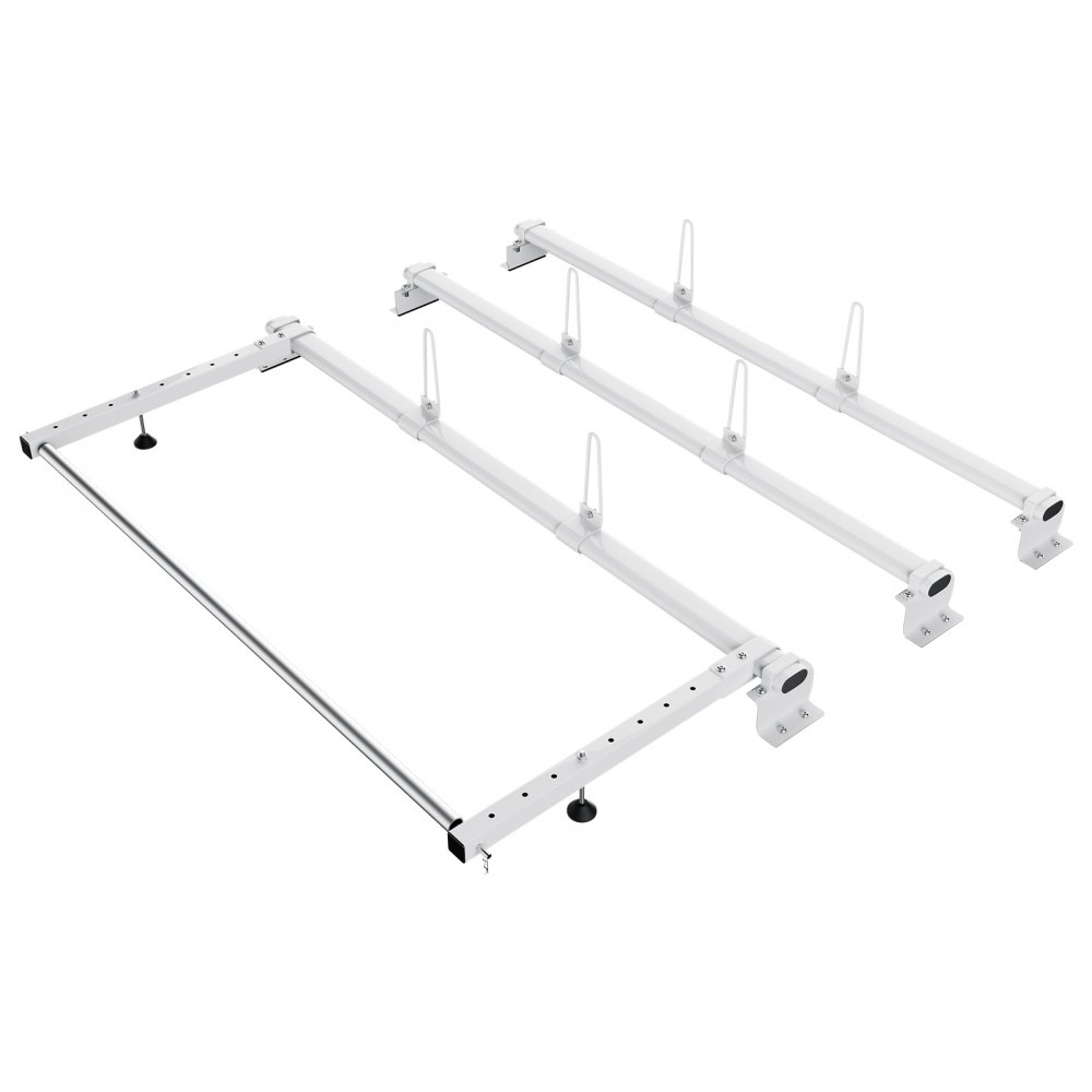 VEVOR Trailer Ladder Rack, 56" 3 Crossbars Ladder Roof Rack, Heavy-duty Steel Van Roof Ladder Rack, 90 kg Capacity Each Bar Van Ladder Rack with Cargo Roller, Fit for Ford Transit Custom 2013-2024