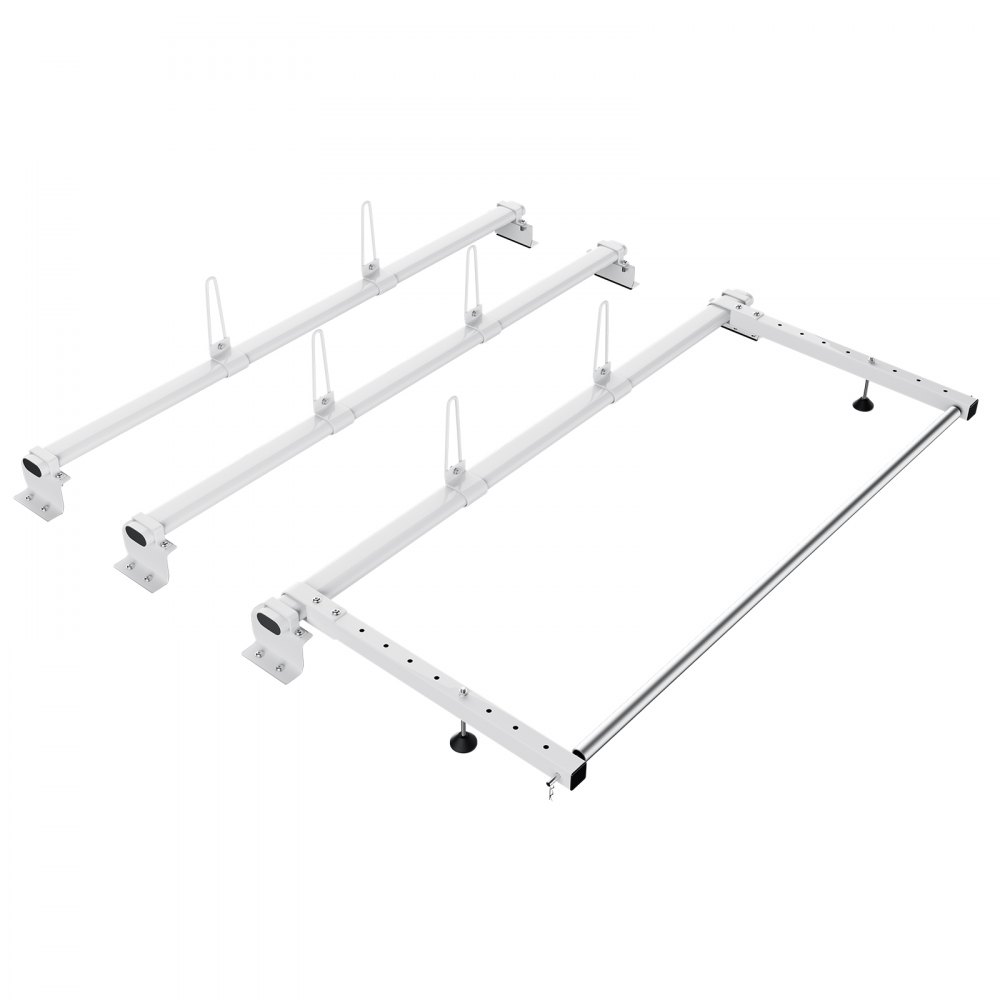 VEVOR Trailer Ladder Rack, 56" 3 Crossbars Ladder Roof Rack, Heavy-duty Steel Van Roof Ladder Rack, 90 kg Capacity Each Bar Van Ladder Rack with Cargo Roller, Fit for Ford Transit Custom 2013-2024
