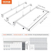 VEVOR Trailer Ladder Rack Van Roof Ladder Rack for Ford Transit Custom 2013-2024