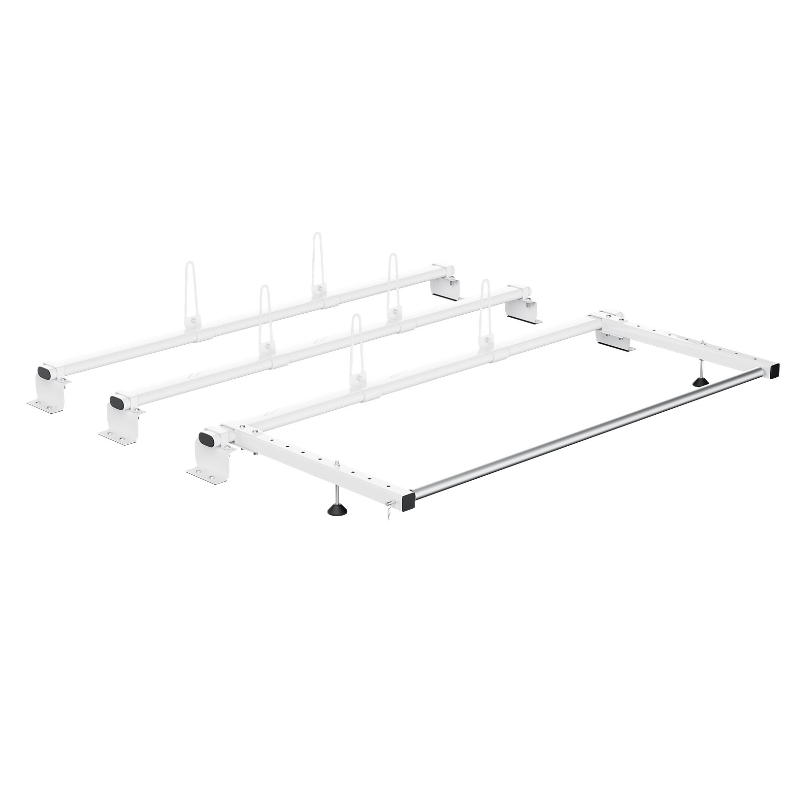 VEVOR Trailer Ladder Rack, 56" 3 Crossbars Ladder Roof Rack, Heavy-duty Steel Van Roof Ladder Rack, 90 kg Capacity Each Bar Van Ladder Rack with Cargo Roller, Fit for Ford Transit Custom 2013-2024