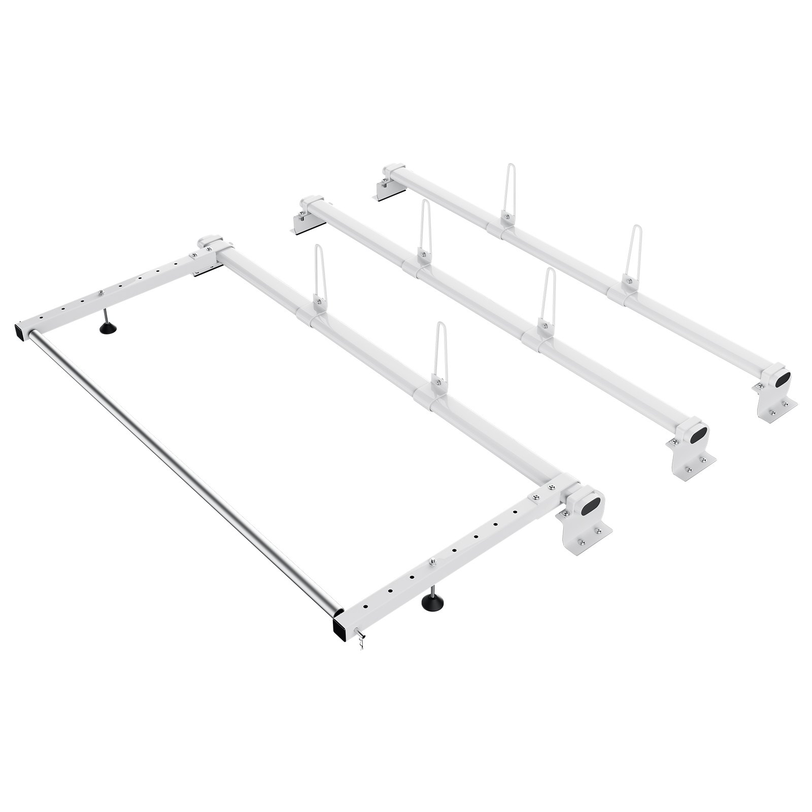 VEVOR Trailer Ladder Rack, 56" 3 Crossbars Ladder Roof Rack, Heavy-duty Steel Van Roof Ladder Rack, 90 kg Capacity Each Bar Van Ladder Rack with Cargo Roller, Fit for Ford Transit Custom 2013-2024