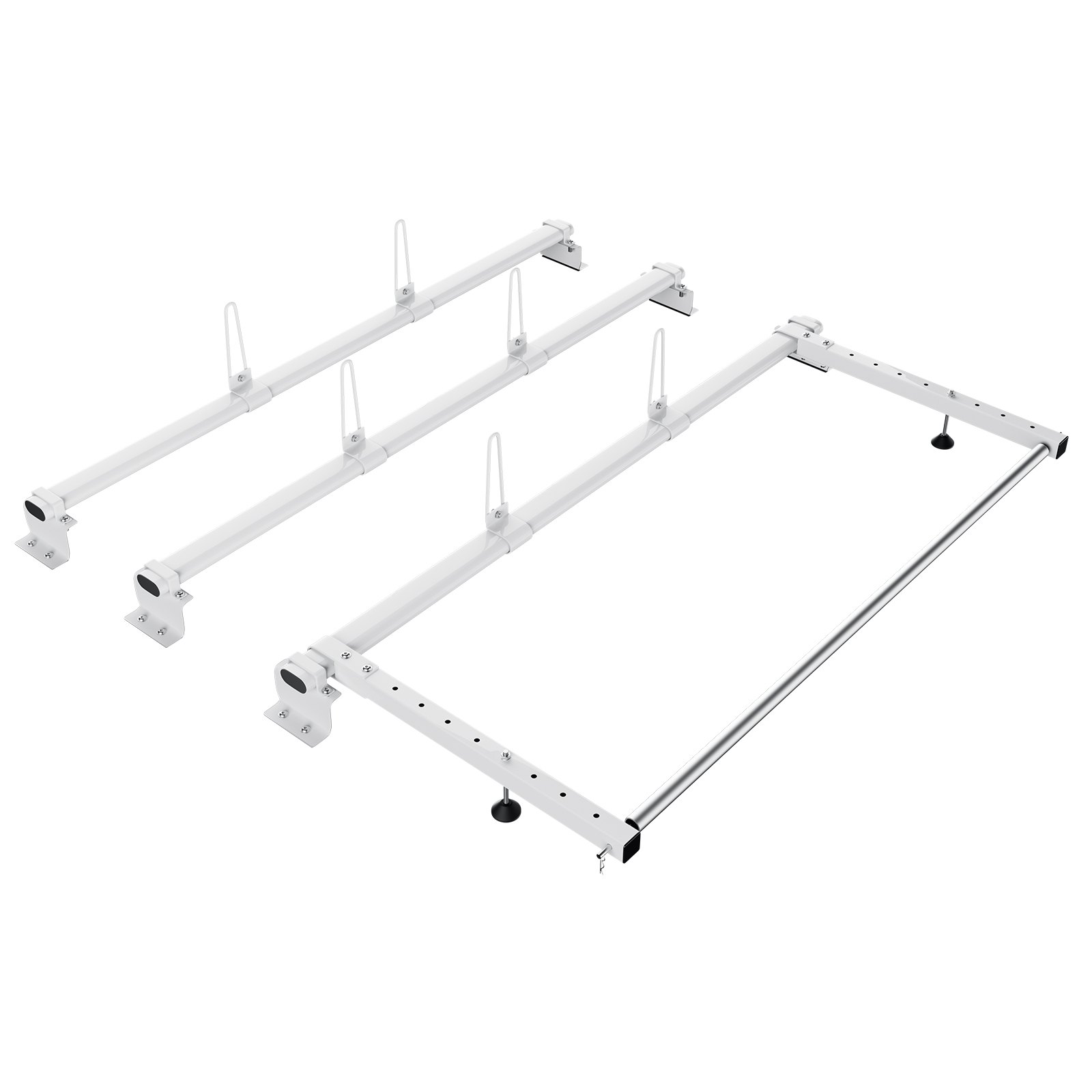 VEVOR Trailer Ladder Rack, 56" 3 Crossbars Ladder Roof Rack, Heavy-duty Steel Van Roof Ladder Rack, 90 kg Capacity Each Bar Van Ladder Rack with Cargo Roller, Fit for Ford Transit Custom 2013-2024