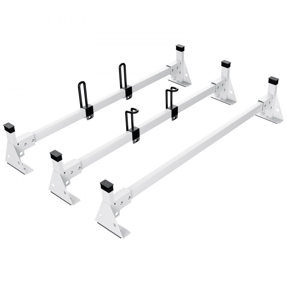 VEVOR Trailer Ladder Rack, 54" 3 Crossbars Ladder Roof Rack, Heavy-duty Steel Van Roof Ladder Rack, 800 lbs Capacity Van Ladder Rack with Straps, Fit for Ford Transit 150, 250, 350, 2015-2022