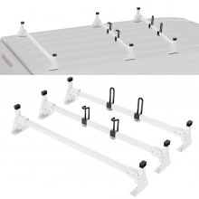 VEVOR Trailer Ladder Rack, 54" 3 Crossbars Ladder Roof Rack, Heavy-duty Steel Van Roof Ladder Rack, 800 lbs Capacity Van Ladder Rack with Straps, Fit for Ford Transit 150, 250, 350, 2015-2022