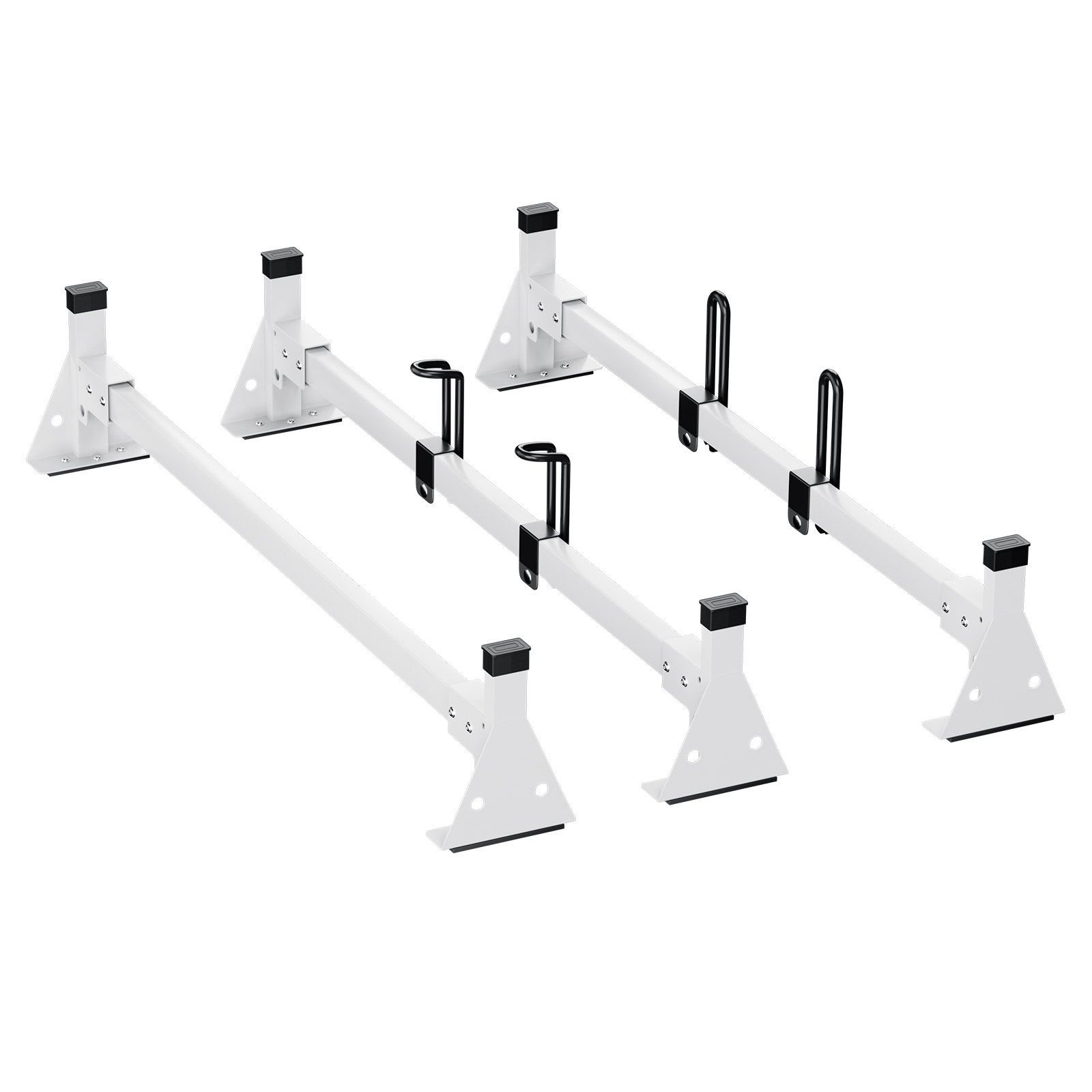 VEVOR Trailer Ladder Rack, 54" 3 Crossbars Ladder Roof Rack, Heavy-duty Steel Van Roof Ladder Rack, 800 lbs Capacity Van Ladder Rack with Straps, Fit for Ford Transit 150, 250, 350, 2015-2022