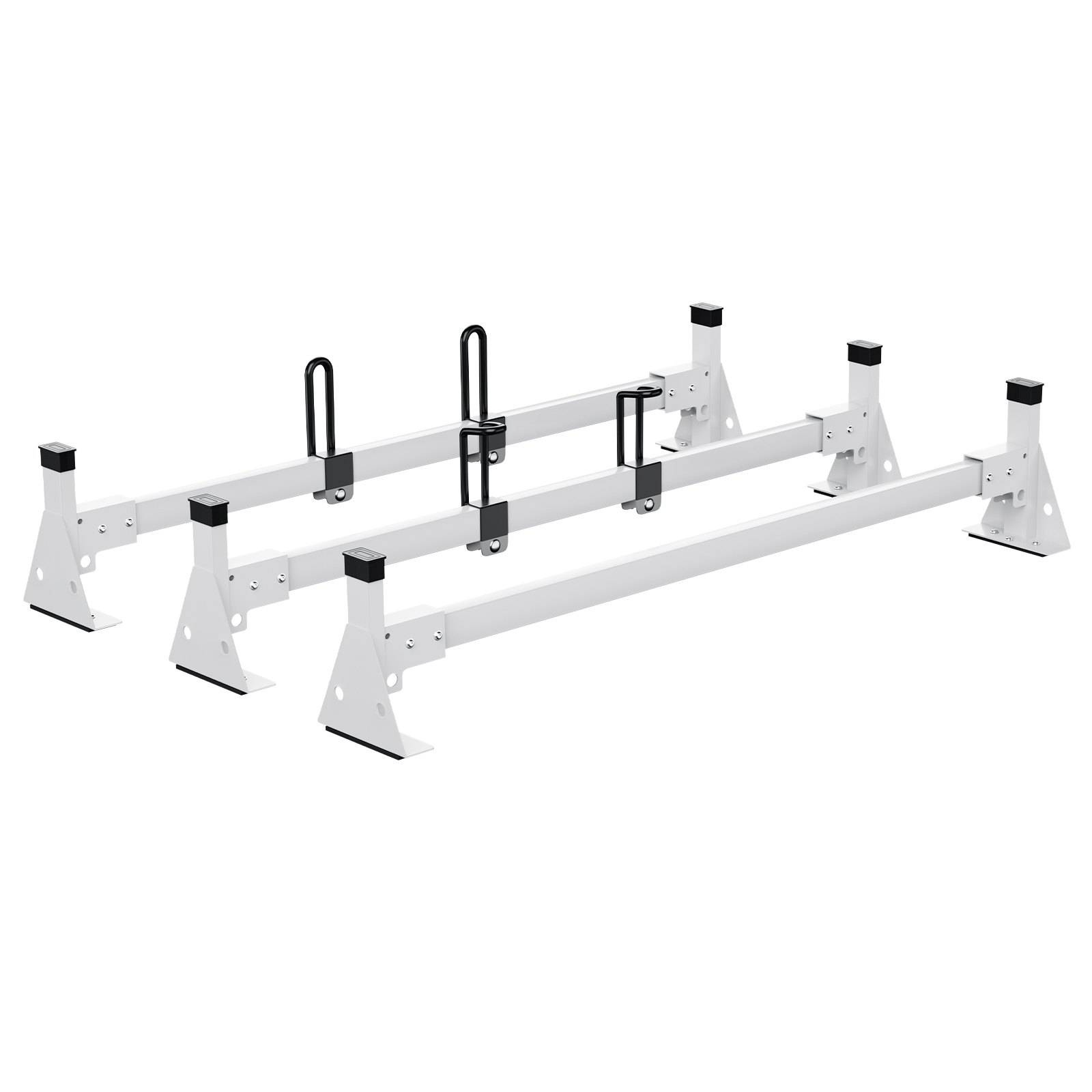 VEVOR Trailer Ladder Rack, 54" 3 Crossbars Ladder Roof Rack, Heavy-duty Steel Van Roof Ladder Rack, 800 lbs Capacity Van Ladder Rack with Straps, Fit for Ford Transit 150, 250, 350, 2015-2022