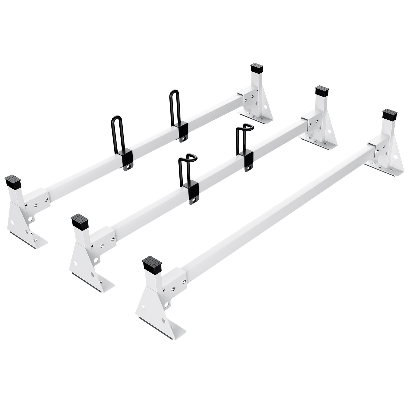 VEVOR Trailer Ladder Rack, 54" 3 Crossbars Ladder Roof Rack, Heavy-duty Steel Van Roof Ladder Rack, 800 lbs Capacity Van Ladder Rack with Straps, Fit for Ford Transit 150, 250, 350, 2015-2022