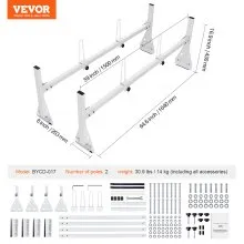 VEVOR Trailer Ladder Rack, 59" Adjustable Roof Rack, 2 Crossbars Van Roof Ladder Rack, 600 lbs Capacity Steel Van Ladder Rack, Fit for Chevrolet Express 1500 2500 3500/ Ford E150 E250 E350/ GMC Savana