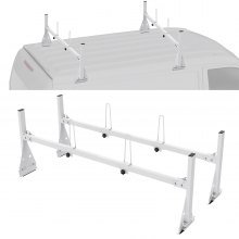 VEVOR Trailer Ladder Rack, 59" Adjustable Roof Rack, 2 Crossbars Van Roof Ladder Rack, 600 lbs Capacity Steel Van Ladder Rack, Fit for Chevrolet Express 1500 2500 3500/ Ford E150 E250 E350/ GMC Savana