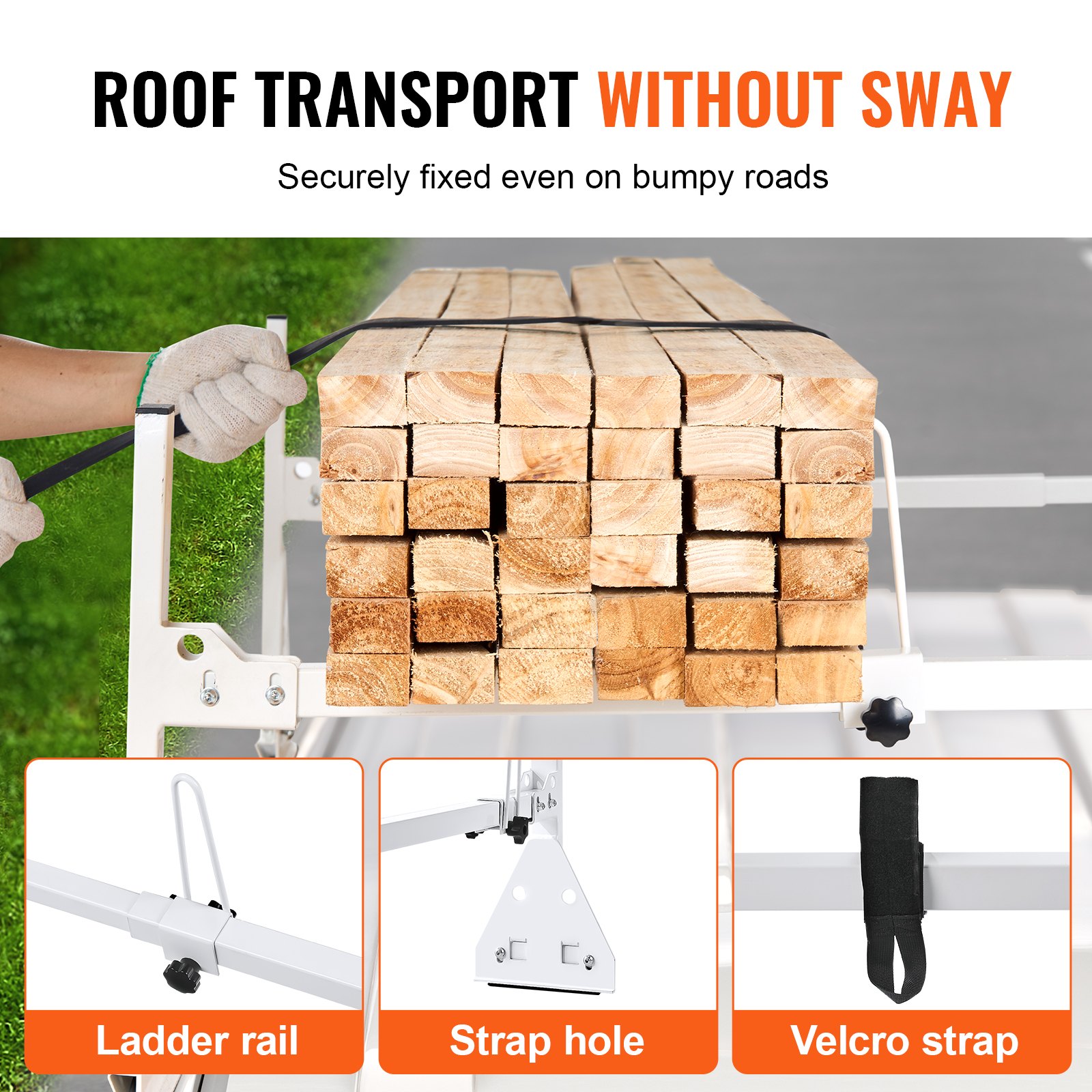 VEVOR Trailer Ladder Rack, 59" Adjustable Roof Rack, 2 Crossbars Van Roof Ladder Rack, 600 lbs Capacity Steel Van Ladder Rack, Fit for Chevrolet Express 1500 2500 3500/ Ford E150 E250 E350/ GMC Savana