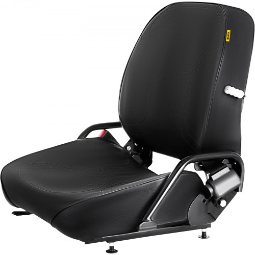 VEVOR Universal Forklift Seat Komatsu Style Folding Forklift Seat with Retractable Seatbelt and Adjustable Backrest Suspension Seat for Tractors Backhoes