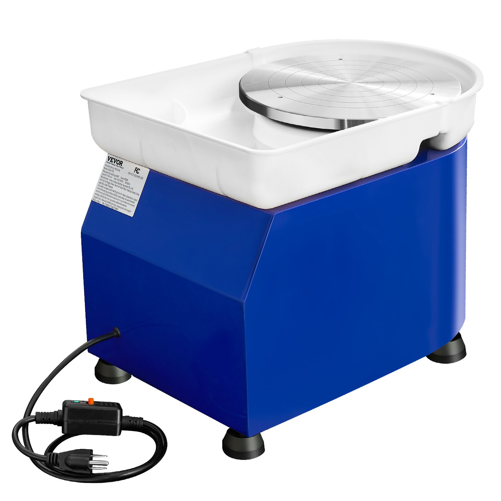 VEVOR Pottery Wheel, 450W, 11 in Clay Wheel Forming Machine, 60-300 RPM Adjustable Speed with Handle and Pedal Control, ABS Detachable Basin, Accessory Kit for Adults and Beginners Craft DIY, Blue