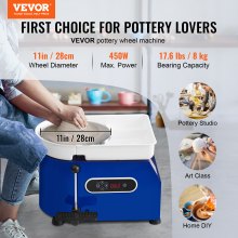 VEVOR Pottery Wheel, 11in Ceramic Wheel Forming Machine, Adjustable 60-300RPM Speed Handle and Foot Pedal Control, ABS Detachable Basin Sculpting Tool Apron Accessory Kit for Work Art Craft DIY 450W