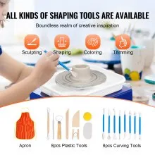 VEVOR Pottery Wheel Mini Ceramic Wheel Sculpting Tools Apron Two Turntables 30W
