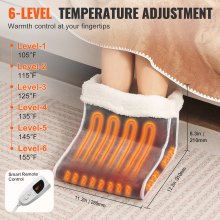 VEVOR Electric Foot Warmer 6-Level Heating Slippers Feet Warmer with Smart Timer