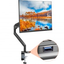 VEVOR Single Monitor Mount, Supports 13"-35"（330-889 mm）Screen, Fully Adjustable Gas Spring Monitor Arm, Holds up to 12 kg, Computer Monitor Stand Holder with C-Clamp/Grommet Mounting Base, VESA Mount Bracket