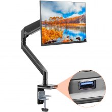 VEVOR Single Monitor Mount, Supports 13"-35" Screen, Fully Adjustable Gas Spring Monitor Arm, Holds up to 26.4 lbs, Computer Monitor Stand Holder with C-Clamp/Grommet Mounting Base, VESA Mount Bracket
