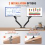 VEVOR Dual Monitor Stand for Desk, Supports 13"-35" Screens, Fully Adjustable Gas Spring Monitor Arm, Each Arm Holds up to 26.4 lbs, Dual Monitor Arm with C-Clamp/Grommet Mounting Base, VESA 75/100mm