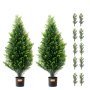 VEVOR Artificial Cedar Topiary Tree, 36 inch Tall (2 Pieces), with Extra Leaves & Pot Faux Evergreen Fake Pine Cypress Trees Plant, UV Rated Artificial Greenery Set for Home Decor Indoor/Outdoor