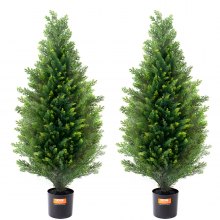 VEVOR 2 Pack 3' Artificial Cedar Topiary Tree Faux Plant UV Decor In/Outdoor