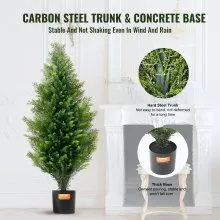 VEVOR 2 Pack 3' Artificial Cedar Topiary Tree Faux Plant UV Decor In/Outdoor