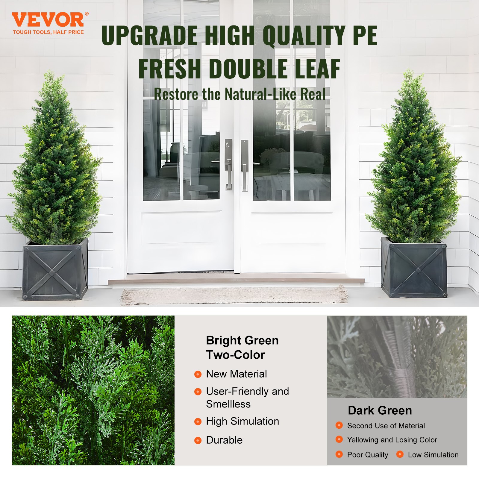 VEVOR 2 Pack 3' Artificial Cedar Topiary Tree Faux Plant UV Decor In/Outdoor