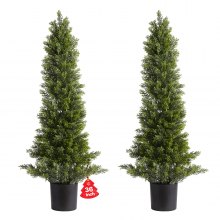 VEVOR Artificial Topiary Cedar Trees, 2 Set 914mm Faux Pine Shrubs Plants, Fake Silk Tree Look Real, Easy Assembly for Decor Front Porch Outdoor Patio Garden Balcony Backyard Indoor Office