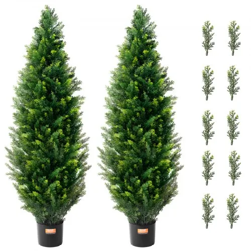 VEVOR 2 Pack 121.9 cm Artificial Cedar Topiary Tree Faux Plant UV Decor In/Outdoor