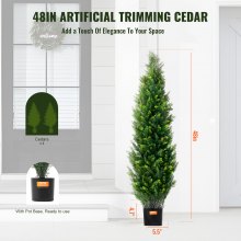 VEVOR 2 Pack 4' Artificial Cedar Topiary Tree Faux Plant UV Decor In/Outdoor