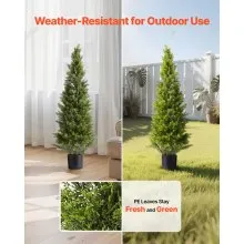 VEVOR Artificial Topiary Cedar Trees, 2 Set 1219mm Faux Pine Shrubs Plants, Fake Silk Tree Look Real, Easy Assembly for Decor Front Porch Outdoor Patio Garden Balcony Backyard Indoor Office