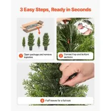 VEVOR Artificial Topiary Cedar Trees, 2 Set 1219mm Faux Pine Shrubs Plants, Fake Silk Tree Look Real, Easy Assembly for Decor Front Porch Outdoor Patio Garden Balcony Backyard Indoor Office