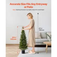 VEVOR Artificial Topiary Cedar Trees, 2 Set 1219mm Faux Pine Shrubs Plants, Fake Silk Tree Look Real, Easy Assembly for Decor Front Porch Outdoor Patio Garden Balcony Backyard Indoor Office