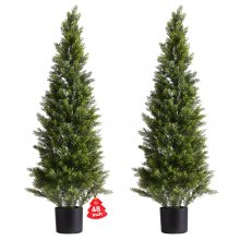 VEVOR Artificial Topiary Cedar Trees, 2 Set 1219mm Faux Pine Shrubs Plants, Fake Silk Tree Look Real, Easy Assembly for Decor Front Porch Outdoor Patio Garden Balcony Backyard Indoor Office