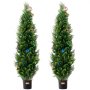 VEVOR 2 Pack 152.4 cm Artificial Cedar Topiary Tree Faux Plant UV Decor In/Outdoor