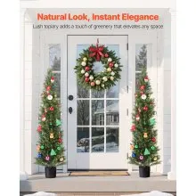 VEVOR Artificial Topiary Cedar Trees, 2 Set 1524mm Faux Pine Shrubs Plants, Fake Silk Tree Look Real, Easy Assembly for Decor Front Porch Outdoor Patio Garden Balcony Backyard Indoor Office