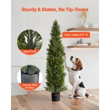 VEVOR Artificial Topiary Cedar Trees, 2 Set 1524mm Faux Pine Shrubs Plants, Fake Silk Tree Look Real, Easy Assembly for Decor Front Porch Outdoor Patio Garden Balcony Backyard Indoor Office