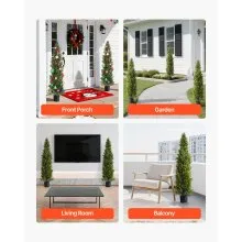 VEVOR Artificial Topiary Cedar Trees, 2 Set 1524mm Faux Pine Shrubs Plants, Fake Silk Tree Look Real, Easy Assembly for Decor Front Porch Outdoor Patio Garden Balcony Backyard Indoor Office