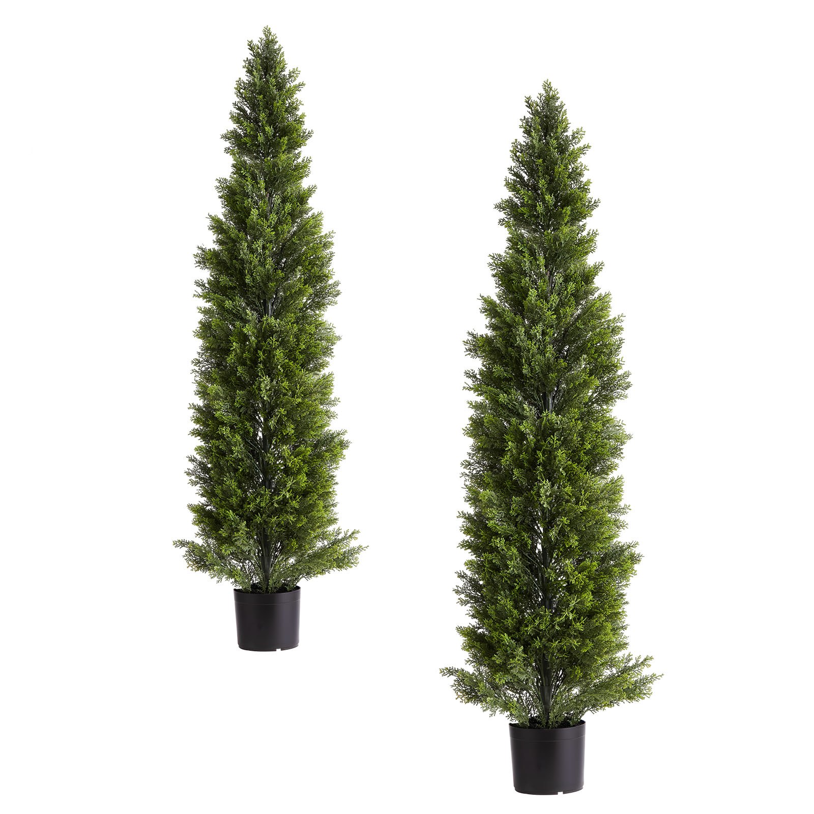 VEVOR Artificial Topiary Cedar Trees, 2 Set 1524mm Faux Pine Shrubs Plants, Fake Silk Tree Look Real, Easy Assembly for Decor Front Porch Outdoor Patio Garden Balcony Backyard Indoor Office