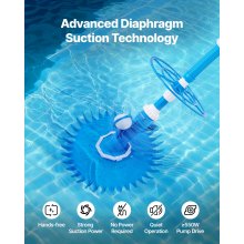 VEVOR Suction Pool Cleaner, Automatic Pool Vacuum Cleaner, Suction Side Automatic Pool Cleaner, Suction Vacuum Pool Sweeper with 12 Hoses, for In-ground and Above-ground Pool Up to 609.6 x 1066.8 cm