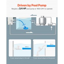 VEVOR Suction Pool Cleaner, Automatic Pool Vacuum Cleaner, Suction Side Automatic Pool Cleaner, Suction Vacuum Pool Sweeper with 12 Hoses, for In-ground Pool and Above-Ground Pool Up to 20 x 35 ft