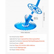 VEVOR Suction Pool Cleaner, Automatic Pool Vacuum Cleaner, Suction Side Automatic Pool Cleaner, Suction Vacuum Pool Sweeper with 12 Hoses, for In-ground Pool and Above-Ground Pool Up to 20 x 35 ft