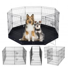 Dog Playpen 8 Panels Foldable Metal Dog Exercise Pen with Bottom Pad 30"H