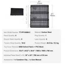 Dog Playpen 8 Panels Foldable Metal Dog Exercise Pen with Top Cover 30"H