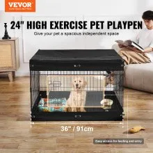 VEVOR Dog Playpen 4 Panels Foldable Metal Dog Exercise Pen with Bottom Pad Cover