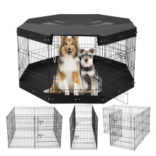 Dog Playpen 8 Panels Foldable Metal Dog Exercise Pen with Pad Cover 30"H