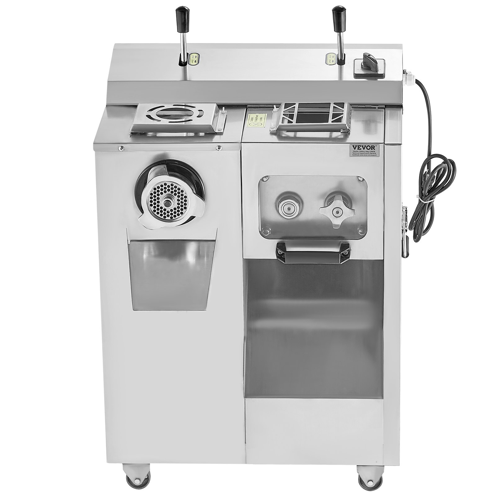 VEVOR Meat Grinder, 14 Lbs/Min Electric Meat Grinder, Slicer, Sausage Stuffer with Blade, Grinding Plate, Sausage Maker, Stainless Steel Meat Mincer Cabinet for Slice Shred Dice, Restaurant Butcher