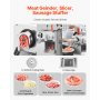 VEVOR Meat Grinder, 6.35 kg/Min Electric Meat Grinder, Slicer, Sausage Stuffer with Blade, Grinding Plate, Sausage Maker, Stainless Steel Meat Mincer Cabinet for Slice Shred Dice, Restaurant Butcher