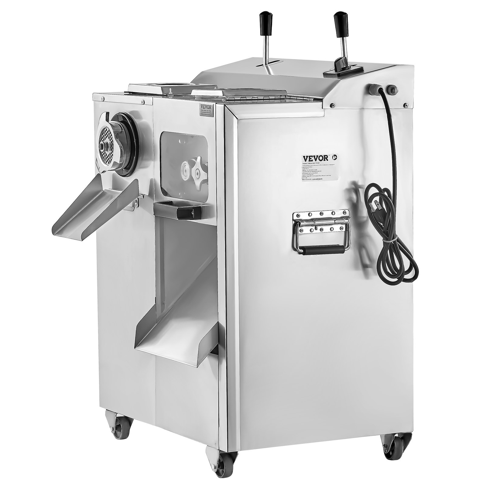 VEVOR Meat Grinder, 14 Lbs/Min Electric Meat Grinder, Slicer, Sausage Stuffer with Blade, Grinding Plate, Sausage Maker, Stainless Steel Meat Mincer Cabinet for Slice Shred Dice, Restaurant Butcher