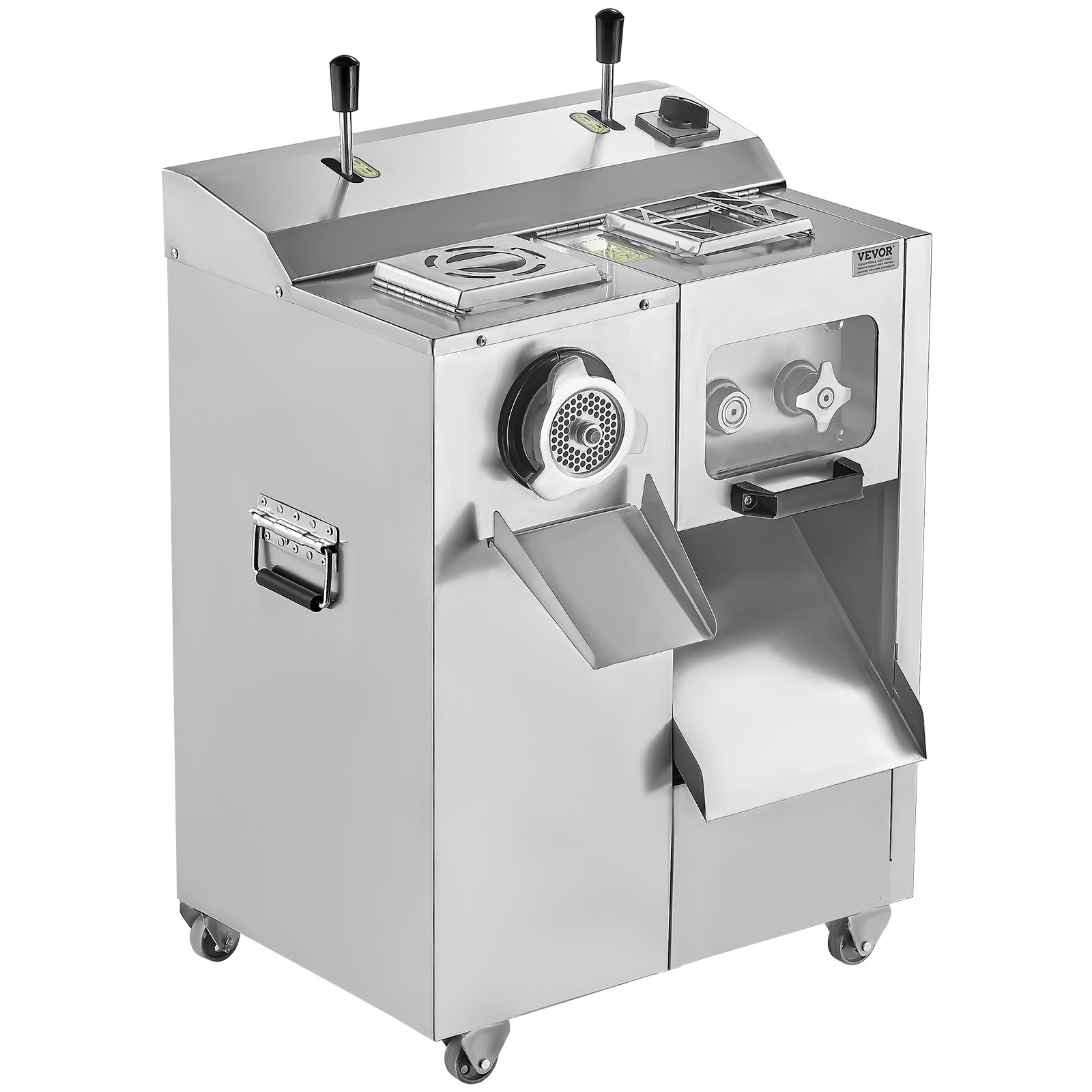 VEVOR Meat Grinder, 14 Lbs/Min Electric Meat Grinder, Slicer, Sausage Stuffer with Blade, Grinding Plate, Sausage Maker, Stainless Steel Meat Mincer Cabinet for Slice Shred Dice, Restaurant Butcher